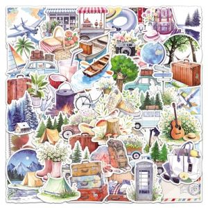 50 Stickers Voyage Autocollant pour Valise Carnet Scrapbooking Journal Album Skateboard Bouteilles Ordinateur Portable (Jenloong, neuf)