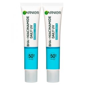 Garnier PureActive Anti-Imperfections Anti-UV Fluide pour le Visage Matifiant Quotidien au BHA et Niacinamide SPF 50+ Protection Très Haute - 2 Flacons de 40ml (Eurocali, neuf)