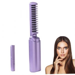 Lisseur à cheveux portable Mini lisseur à cheveux sans fil Brosse lisser USB rechargeable 3 températures réglables avec fonction anti-brûlure Violet (JianShiXianDACHUNSHANGMAOYouXianGongSi, neuf)