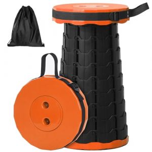 GeeRic Tabouret de Camping Portable, Chaise Pliante r&eacute;tractable Tabouret de Camping Pliable t&eacute;lescopique Pliable pour la p&ecirc;che en Plein air randonn&eacute;e Jardinage BBQ Orange (GeeRicDirect, neuf)