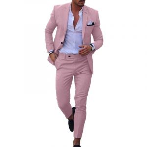 Costume Homme 2 pièces, Costume Homme en Lin 2 pièces, adapté pour Mariage, fête d'affaires, Veste de Costume élégante et Confortable et Pantalon (Driohan⭐⭐⭐⭐⭐, neuf)