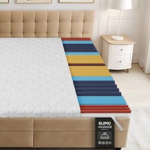 SLIPIO Surmatelas 130x200 cm | Hauteur 6 cm &eacute;pais Topper de Matelas| Profil 5 Zones Massage Ergo+ Adaptation optimale du Corps | Housse Respirante & Lavable en Machine | Hypoallerg&eacute;nique Matelass&eacute; (SLIPIO, neuf)