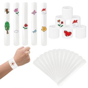 Qinsky Bracelets Slap Blancs,30 Pcs Slap Bracelet Enfant DIY Slap Bracelets Blank Slap Bracelets Slap Bandes pour Enfants Filles Garçons Party Favors (QinQ Shop, neuf)