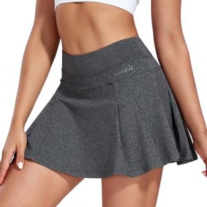 Santic Jupe de cyclisme pour femme avec pantalon rembourré 2 en 1 - Avec poche intérieure - Pantalon de cyclisme - Jupe de sport avec rembourrage d'assise - Jupe de cyclisme 4D - Courte, gris, S (VutruFitness, neuf)