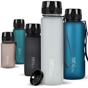 720°DGREE Gourde 1l “uberBottle“ +Tamis à Fruit, softTouch - Sans BPA, Anti-fuite - Bouteille d'Eau, Water Bottle idéale pour Sport, Randonnée, Gym, Camping, Université, Voyage, Travail, Yoga, Enfant (Kaave, neuf)