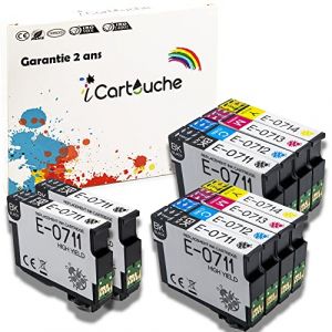 icartouche Cartouche d'encre Compatible pour Epson T0715 Stylus D120 DX4050 DX4450 DX5050 DX6050 DX7400 Office BX300F BX600FW SX100 SX110 SX200 SX210 SX400 SX415 SX510W SX600FW SX610FW (4BK 2C 2M 2Y) (icartouche, neuf)