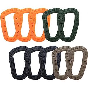 Mis.Moon 10 Pi&egrave;ces Mousqueton Plastique, Mousqueton Tactique, Porte-cl&eacute;s Mousqueton en Forme de D, Multifonction, Mousqueton Boucle, Pour Sac &agrave; Dos, Cl&eacute;s, Bouilloire, Camping Randonn&eacute;es (Denuth, neuf)