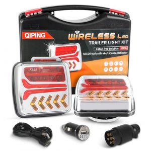 Qiping Feu remorque sans fil, magnétique 12v feux remorque approuvé ECE pour voiture camion caravan, étanche rechargeable, feu arriere remorque avec prise 7 broches (Qiping EU, neuf)