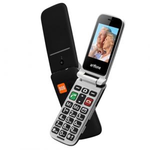 artfone CF241A Noir - GSM Telephone Portable Senior Débloqué丨Téléphone Portable à Clapet avec Grandes Touches丨Bouton SOS丨écran de 2.4" 丨un Volume élevé丨Batterie 1300 mAh丨double Carte SIM丨Radio FM (JingLing Network, neuf)