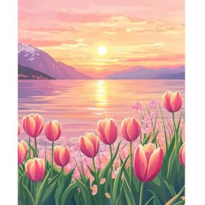 NEWENMO Beaut&eacute; du Paysage Peinture par Numero Adulte,Jolies Fleurs Peinture Numero,Paint by Numbers,DIY Peinture &agrave; l'huile,Acryliques Bricolage Peintures Kits,pour D&eacute;butants Maison D&eacute;cor 40x50cm (newenmo, neuf)