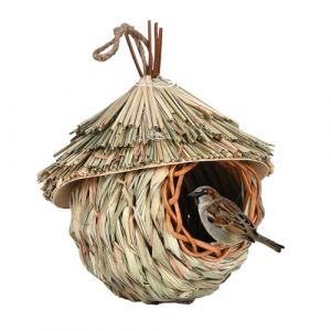 Nichoir Oiseaux Tiss&eacute; &Agrave; Main, Nichoir Oiseaux Exterieur sur Pied &Agrave; Suspendre, Nid Oiseau Fait &Agrave; Main Roseau Sec pour Ext&eacute;rieur D'habitat D'oiseau, Nid D'oiseau Cr&eacute;atif D&eacute;coration De Jardin (yumksn, neuf)