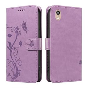 XFDSFDL&reg; Cas de pour Huawei Y5 2019 / Honor 8S (5,71 Pouces) PU Cuir Housse Flip Coque Amandier Motif avec Support Longe Fermeture Portefeuille Gaufrage &Eacute;tui de Protection Violet (LingDan, neuf)