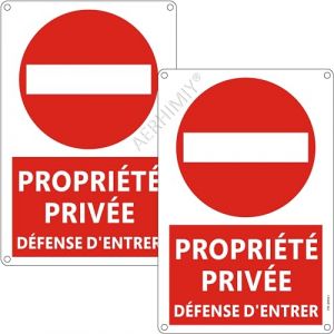 Propriété Privée Défense D'entrer Aluminium Réfléchissant 20×30 cm, 2 Pièces Panneau Propriété Privée Metal Défense D'entrer, Résistant aux UV, Imperméable, Avec Trous Percés (AERHIMIY, neuf)