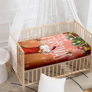 Morbuy Draps Housses pour Lit B&eacute;b&eacute;, Style de No&euml;l Drap Housse Lit Bebe, Doux pour la Peau Fibre Ultrafine Drap, pour Berceau, Couffin et Nacelle Housse Matelas (Rose,80x40cm) (Morbuy, neuf)