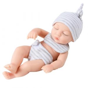 JAWSEU Poup&eacute;es Bebe, 18cm Bebe Reborn Silicone Poup&eacute;e B&eacute;b&eacute; Reborn Poupee Reborn Fille Realiste Nouveau-N&eacute; avec V&ecirc;tements Lavable Poupee Reborn Endormie Jouet Cadeau pour Enfant Fille Gar&ccedil;on (Haptre, neuf)