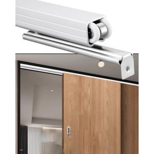 Minglez Kit Porte Coulissante Kit de Quincaillerie pour Porte Coulissante &agrave; Montage au Plafond, Blanc, Kit de roulettes Robustes pour Portes Coulissantes Escamotables et Armoires(24in/61cm,4 Wheels) (Smile R, neuf)