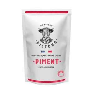 Biltong au Piment Wiri-Wiri (fort) Boeuf FRANCAIS tendrement s&eacute;ch&eacute; (150, Grammes) (Monsieur Biltong, neuf)