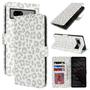 Zouzt Coque pour Google Pixel 7A Housse Portefeuille, Cuir PU Premium Etui de Protection [Béquille] [Fentes pour Cartes] Etui à Rabat pour Google Pixel 7A - Léopard Blanc (malepeak, neuf)
