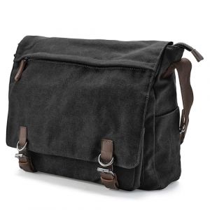 Trendhim Lucleon by Sac Messenger Homme en Toile R&eacute;sistante Gris Fonc&eacute; | Sacoche Bandouli&egrave;re avec Compartiment Ordinateur et D&eacute;tails en Cuir | Sac Casual Styl&eacute; pour Travail & Voyage (Trendhim, neuf)