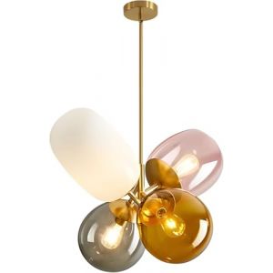 KCO Lighting Lampe pendante color&eacute;e moderne Lampe pendante globe dor&eacute; Luminaire lustre ballon en verre teint&eacute; Luminaires pendants en verre color&eacute; &Icirc;lot de cuisine pour chambre d'enfant (&Eacute;clairage KCO, neuf)