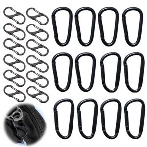 IETWATE Lot de 12 petits mousquetons en forme de S - En aluminium - Noir - Pour le camping, les voyages, la randonn&eacute;e (HonBo, neuf)