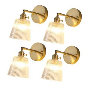 FROIDEXG Vintage Applique Murale Int&eacute;rieure Modernes Int&eacute;rieur Mural Cristal &Eacute;l&eacute;ments D'&Eacute;clairage Mural De C&ocirc;t&eacute; Lit e27 Base Luminaire Mural Verre Laiton Applique Murale Luminaire Chambre Mural (Modeen Lighting Factory, neuf)