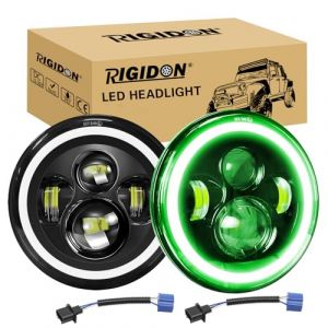 RIGIDON 2x 7 pouces 50W Phare Auto Moto LED, Phare de Travail 5000LM, Blanc Verte 4 Modes Eclairages Rond Feux LED Off Road Feu Croisement DRL HI LO Beam pour Wrangler JK TJ LJ CJ JP Hummber &eacute;tanche (Sanyue-EU, neuf)