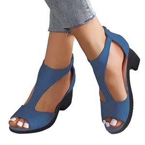Chaussure Femme Ete Chaussures &Eacute;t&eacute; Confort Chic Ouverte Compens&eacute;es Talon Compensee Ouvertes Confortable Et Elegante Femmes a D'&eacute;t&eacute; Mariage Orthop&eacute;dique Pieds Larges D Orthopediques Compens&eacute;,Bleu,39/EU (Tulipillon, neuf)