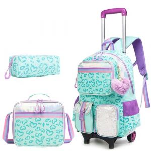 HTgroce Cartable a Roulette Fille Primaire, Sac Dos roulettes pour Filles, Sac a Roulette Fille pour Primaire Scolaire, Voyage, cartable a roulette fille ce2 (Lldaily EUR, neuf)