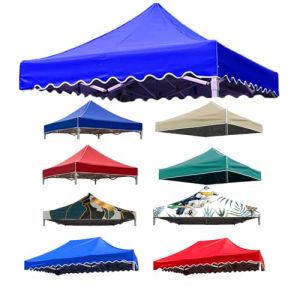 Toile de Rechange pour pavillon tonnelle Tente Toit de Remplacement Gazebo de Jardin Tissu Polyester Haute densité, Anti-UV 50+ pour Jardin, Terrasse, Marché Pavillon (Blue (Wave),2X2M(6.5'x6.5')) (LFUK3, neuf)