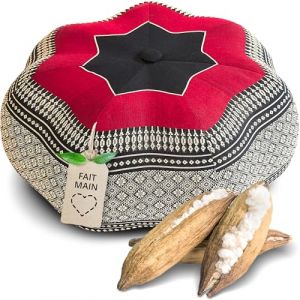 Livasia Coussin de m&eacute;ditation &eacute;toile Grande Taille - &Oslash; 40x20cm - Coussin de Yoga kapok, Pouf, Coussin de Sol Yoga Zen m&eacute;ditation, Coussin zafu Jardin Balcon, Coussin d&rsquo;Assise Fait Main (Noir/Rouge) (livasia, neuf)