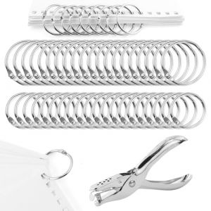 Lot de 110 anneaux de reliure avec pince perfor&eacute;e - 20 mm - 25 mm - Anneaux de reliure en argent - Pour feuilles volantes, scrapbooking, livre, reliure DIY (MERVYN GLYNN HUNTER LTD, neuf)