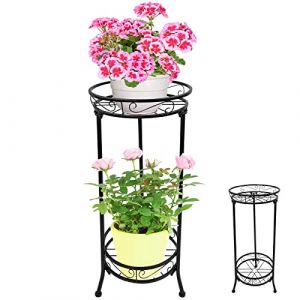 Giyiprpi Support de Plante en Métal, Supports de Pot de Fleur à 2 étages, Stand Plant Tabouret de Fleur Pour Intérieur et Extérieur, Support D'affichage Pour Jardinière Salon Balcon Jardin (Style 1) (Yingleisi Direct, neuf)