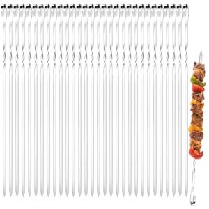 XILEPINGAN 30 Pi&egrave;ces Brochette inox,40 cm Pique Brochette Inox,Brochettes R&eacute;Utilisables en Acier Inoxydable,Brochettes en M&eacute;Tal,Brochettes de Barbecue pour Barbecue Viande l&eacute;gumes (A-30 Pi&egrave;ces-40 CM) (XILEPINGAN, neuf)