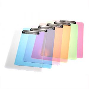 6 Pièces Porte-bloc A4 avec Pince, Transparent Plastique Clip planches pour papier d'écriture Memo des dossiers, Planchettes à pince Idéal pour le Travail Quotidien, 6 Couleurs, TKD8000 (TuKai, neuf)