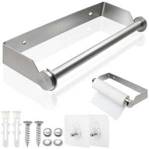 Juyibaao Porte Sopalin Mural 28cm en Acier Inoxydable, D&eacute;rouleur Essuie-Tout Auto-Adh&eacute;sif ou &agrave; Percer, Support Rouleau pour Placards, Cuisine Salle de Bain (juyibao, neuf)