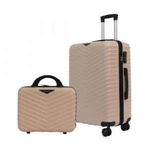 STRAVIA Valise Cabine Small 45 cm + Vanity 30 cm Set Bagage &agrave; Main Avion &ndash; ABS l&eacute;gers et r&eacute;sistants &ndash; Serrure &agrave; Code s&eacute;curis&eacute;e 4 Roues Double Ultra fluides Rose Gold 46 x 32 x 20 cm / 32 x 29 x 10 cm (ERVEL eu, neuf)