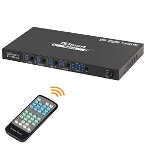 TESmart 4x4 HDMI Matrix Switch 4K@30Hz UHD, 4 en 4 Out Commutateur matriciel HDMI, Multi-viewer HDMI Switcher Prise en Charge EDID HDCP 1.4 T&eacute;l&eacute;commande IR RS232, Fonction de m&eacute;moire Hors Tension (TESmartFR, neuf)