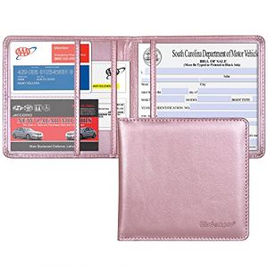 Wisdompro - Porte-Documents d&rsquo;Assurance et d&rsquo;Enregistrement Voiture - Cuir PU - Organiseur de Documents pour Carte d&rsquo;identit&eacute;, permis de Conduire, Cartes d&rsquo;informations de Contact - Or Rose (Wisdompro EU, neuf)