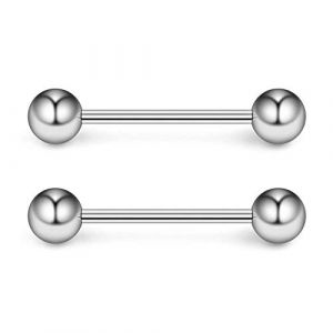 FECTAS Grade 23 Titane Filet&eacute;e Externe Langue Mamelon Bouclier Anneau Barre Barres Corps Piercing Bijoux 14G 16G (Jinxiu Jewelry Factory, neuf)