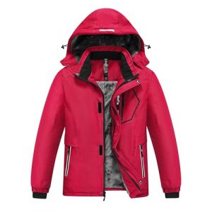 MoFiz Veste de Ski Garçon Hiver Chaud Manteau de Neige Imperméable de Montagne en Polaire Coupe-Vent Enfants Blouson avec Capuche Amovible Rouge S(8-9 ans) (MoFiz EU, neuf)