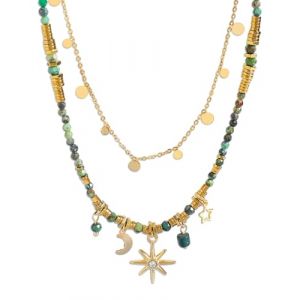 UYRVAPE Collier Set Boho Étoile Du Nord Collier Pendentif En Cristal, Collier ras du cou bohème avec perles, Étoile Collier Ras Du Cou En Strass Collier Étoile En Or Bijoux Pour Femmes Filles(2pcs) (XU YANG DE DIAN, neuf)