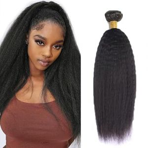 Tuheerst Kinky Straight Human Hair Bundles Tissage Bresilien en lot Cheveux Humain Black Human Hair Extensions Tissage Cheveux Naturels Double Weft Remy Hair Single Bundle for Woman 28 Pouce (QC Hair, neuf)