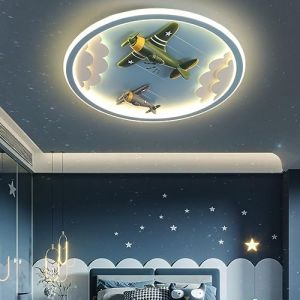 LED enfants plafonnier 72w 5500lm avion fus&eacute;e Licorne forme dimmable &agrave; distance rose / bleu / blanc pour chambre d'enfants chambre salon amusement cr&eacute;atif / belle &eacute;conomie d'&eacute;nergie durable s&eacute;curit&eacute; ( (DHGIE, neuf)