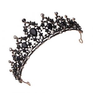NULYLU Cheveux De Mariage Diad&egrave;me De Mariage Baroque Diad&egrave;me Vintage Reine Vintage Bandeau Diad&egrave;me Bandeau De Diad&egrave;me De Reine Diad&egrave;me De Mari&eacute;e Diad&egrave;me Reine Strass Baroque Strass Black (Kopouy, neuf)