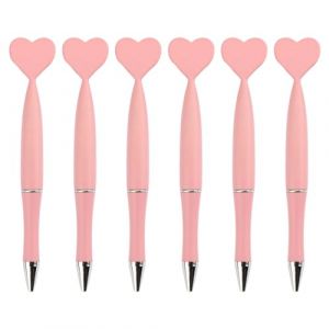 Lodoot Lot de 6 stylos &agrave; bille noirs de 1,0 mm en forme de c&oelig;ur, stylos de mariage, fournitures scolaires, fournitures de bureau, stylo &agrave; bille d'amour (AQiyun888, neuf)