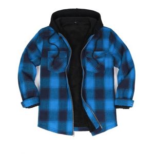 ZENTHACE Veste chemise &agrave; capuche doubl&eacute;e Sherpa avec fermeture &eacute;clair int&eacute;grale pour homme, Midnight Ocean, X-Large (ZENTHACE, neuf)