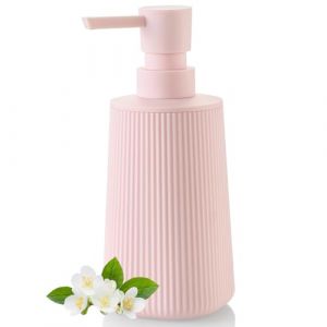 Distributeur Savon Rose pour Salle de Bain, Rechargeable Distributeur Liquide Vaisselle, Distributeur Savon Cuisine pour Plan de Travail (Rose) (AJEUNGAIN, neuf)