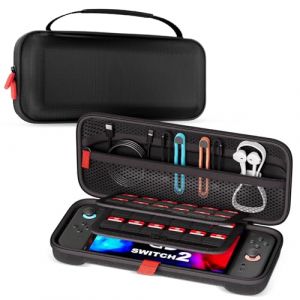 ProCase Pochette Transport pour Nintendo Switch 2, Housse Switch 2 avec 24 Emplacements pour Cartes de Jeu, Étui Sacoche Voyage de Protection pour Console Joy-Con et Accessoires -Noir/Standard (Zibo Store, neuf)