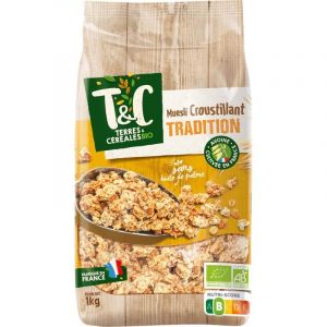 TERRES ET CEREALES | Muesli Croustillant Tradition Bio 1Kg | Lot De (2) | livraison offerte (A TA PORTE, neuf)